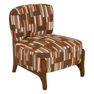Fauteuil en chenille avec pieds en bois effet noyer CALIX - Marron