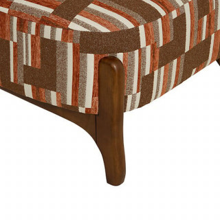 Fauteuil en chenille avec pieds en bois effet noyer CALIX - Marron