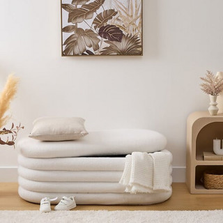 Banc coffre en bouclette GIULIA - Blanc