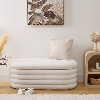 Banc coffre en bouclette GIULIA - Blanc