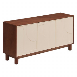 Buffet 3 portes design en relief JILANI - Marron et beige