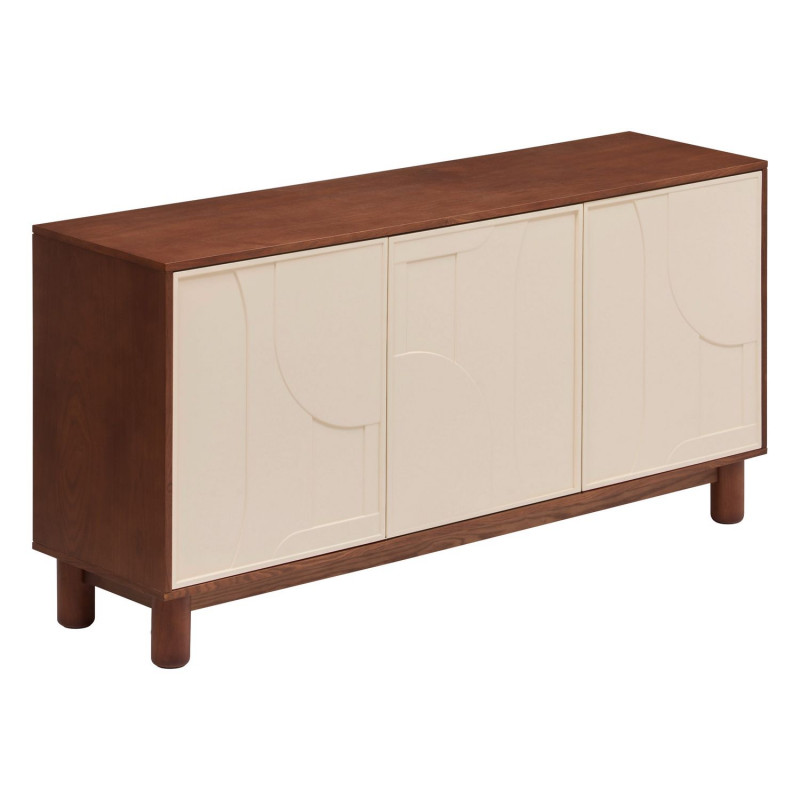 Buffet 3 portes design en relief JILANI - Marron et beige Buffet 3 portes design en relief JILANI - Marron et beige