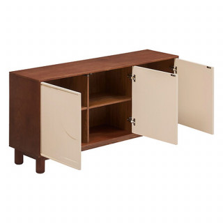 Buffet 3 portes design en relief JILANI - Marron et beige