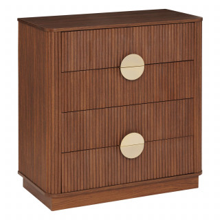 Commode 4 tiroirs effet noyer WANY - Marron