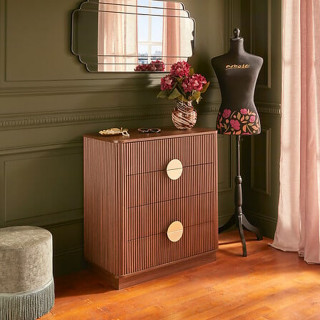 Commode 4 tiroirs effet noyer WANY - Marron