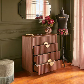 Commode 4 tiroirs effet noyer WANY - Marron