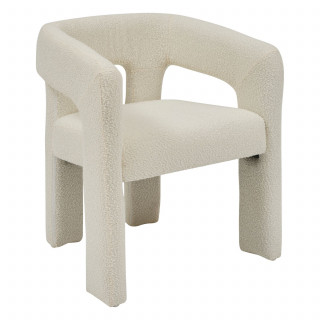 Fauteuil à dîner en bouclette AMOS - Blanc
