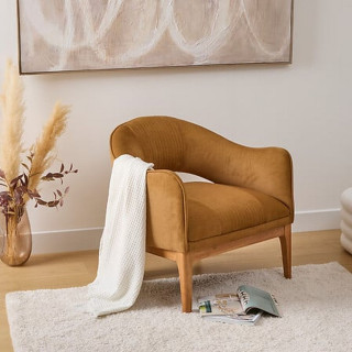 Fauteuil velours LIBOR - Marron