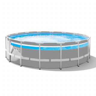Piscine tubulaire ronde avec accessoires CLEARVIEW - Diam. 4,88 m x Haut. 1,22 m - Gris