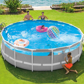 Piscine tubulaire ronde avec accessoires CLEARVIEW - Diam. 4,88 m x Haut. 1,22 m - Gris