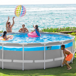 Piscine tubulaire ronde avec accessoires CLEARVIEW - Diam. 4,88 m x Haut. 1,22 m - Gris