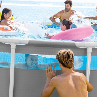 Piscine tubulaire ronde avec accessoires CLEARVIEW - Diam. 4,88 m x Haut. 1,22 m - Gris