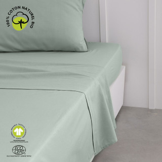 Drap plat - 100% coton BIO - 180 x 290 cm - Vert céladon
