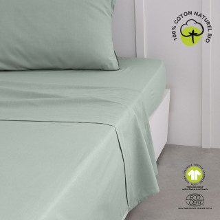 Drap plat - 100% coton BIO - 300 x 240 cm - Vert céladon