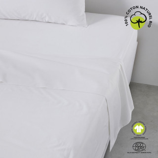Drap plat - 100% coton BIO - 300 x 240 cm - Blanc craie