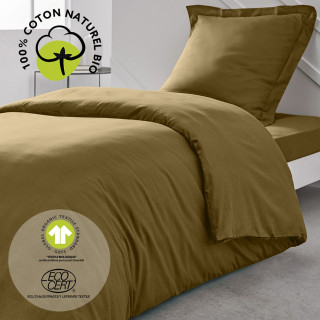 Housse de couette 1 place - 100% coton BIO - 140 x 200 cm - Marron bronze