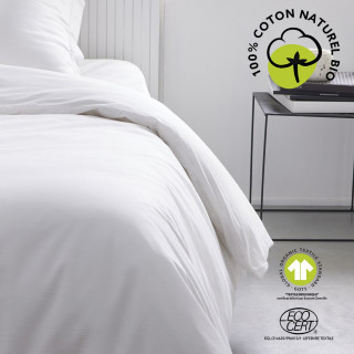Housse de couette 1 place - 100% coton BIO - 140 x 200 cm - Blanc craie