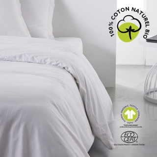 Housse de couette 2 places - 100% coton BIO - 220 x 240 cm - Blanc craie