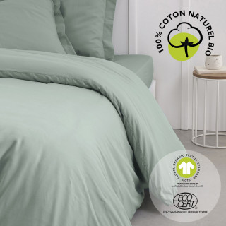 Housse de couette 2 places - 100% coton BIO - 220 x 240 cm - Vert céladon