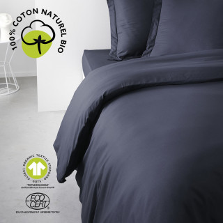 Housse de couette 2 places - 100% coton BIO - 220 x 240 cm - Bleu navy