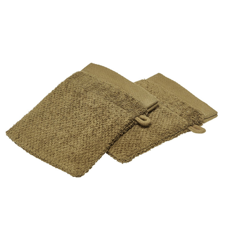 Lot de 2 gants de toilette - 100% coton BIO - Marron bronze Lot de 2 gants de toilette - 100% coton BIO - Marron bronze