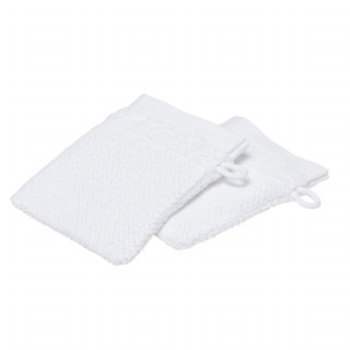 Lot de 2 gants de toilette - 100% coton BIO - Blanc craie