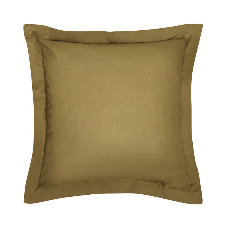 Taie d'oreiller carrée à volant plat - 100% coton BIO - 63 x 63 cm - Marron bronze