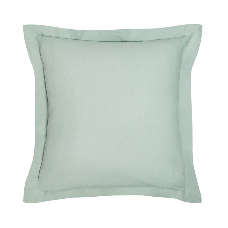 Taie d'oreiller carrée à volant plat - 100% coton BIO - 63 x 63 cm - Vert céladon