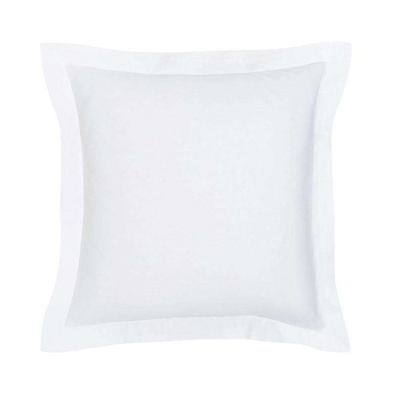 Taie d'oreiller carrée à volant plat - 100% coton BIO - 63 x 63 cm - Blanc craie Taie d'oreiller carrée à volant plat - 100% coton BIO - 63 x 63 cm - Blanc craie