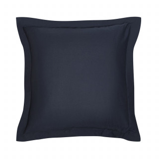 Taie d'oreiller carrée à volant plat - 100% coton BIO - 63 x 63 cm - Bleu navy
