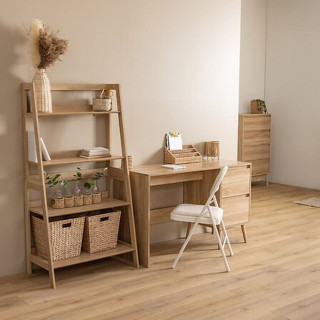 Bureau 2 tiroirs effet bois ABANA - Beige