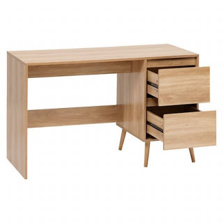 Bureau 2 tiroirs effet bois ABANA - Beige