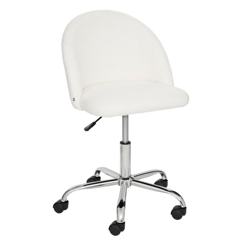 Chaise de bureau à roulette en bouclette GEOS - Blanc