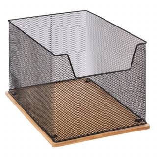 Rangement de bureau en métal et bambou HAVI - Noir