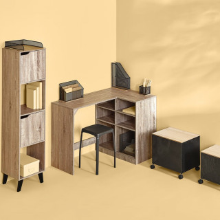 Rangement de bureau en métal et bambou HAVI - Noir