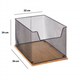 Rangement de bureau en métal et bambou HAVI - Noir