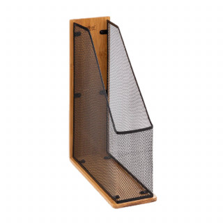 Range-revues pour bureau en métal et bambou HAVI - Noir