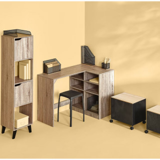 Range-revues pour bureau en métal et bambou HAVI - Noir