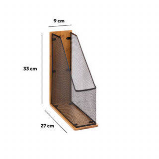 Range-revues pour bureau en métal et bambou HAVI - Noir