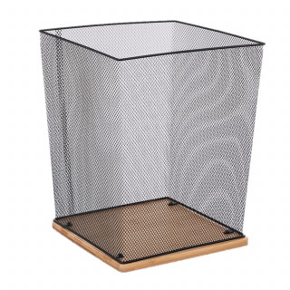 Corbeille de bureau en métal et bambou HAVI - Noir