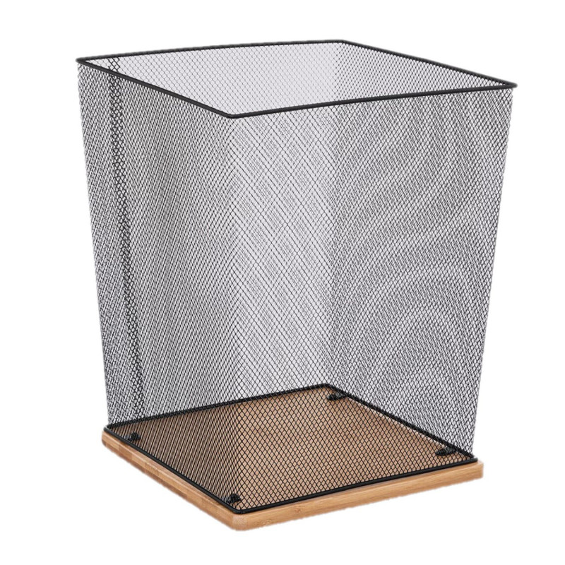 Corbeille de bureau en métal et bambou HAVI - Noir