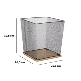 Corbeille de bureau en métal et bambou HAVI - Noir