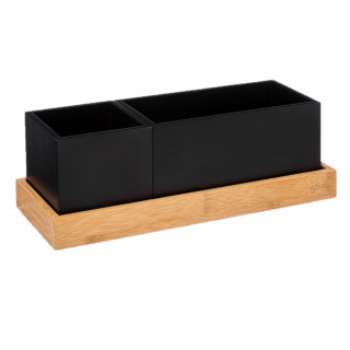 Organiseur de bureau avec plateau amovible en bambou BAVA - Noir