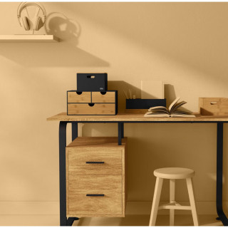 Organiseur de bureau avec plateau amovible en bambou BAVA - Noir
