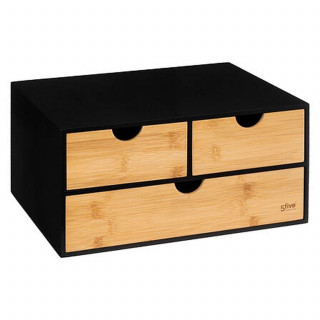 Tour de rangement de bureau en bambou BAVA - Noir