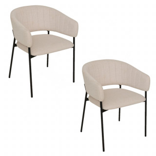 Lot de 2 fauteuils à diner en tissu SOLEA - Beige
