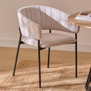 Lot de 2 fauteuils à diner en tissu SOLEA - Beige
