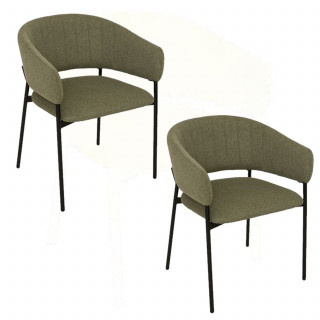 Lot de 2 fauteuils à diner en tissu SOLEA - Vert cèdre