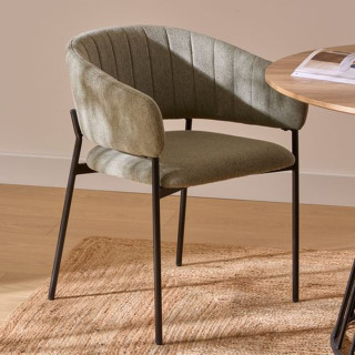 Lot de 2 fauteuils à diner en tissu SOLEA - Vert cèdre