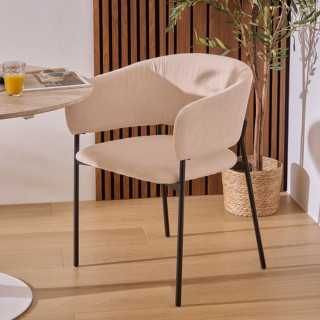Lot de 2 fauteuils à diner en velours SOLEA - Beige